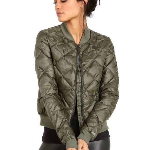 Alo Yoga Idol Quilted Bomber Jacket Hunter Green Size Small Studio Street Style - Picture 4 of 15